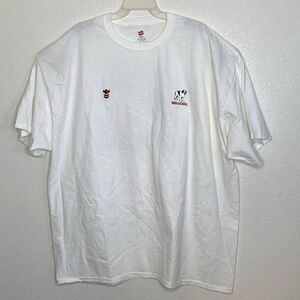 HANES Men’s White 100% Cotton T Shirt with Big Dogs Print Front and Back 3XL